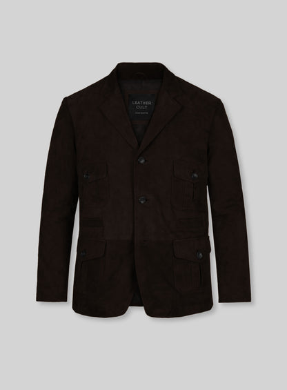 Black Coffee Suede Leather Blazer - #712