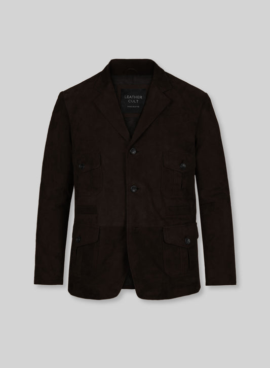 Black Coffee Suede Leather Blazer - #712