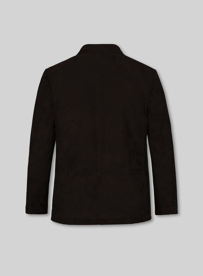 Black Coffee Suede Leather Blazer - #712