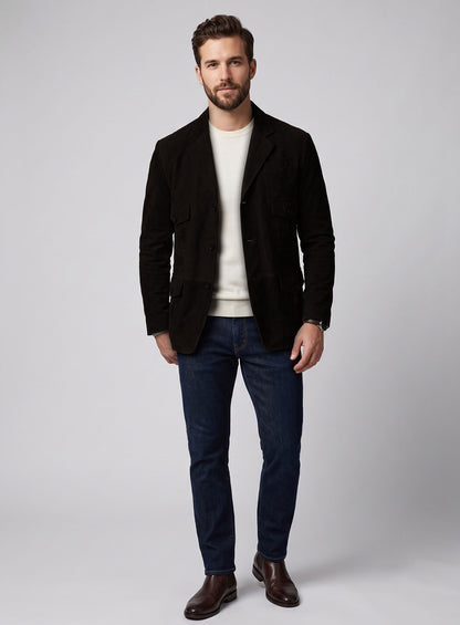 Black Coffee Suede Leather Blazer - #712