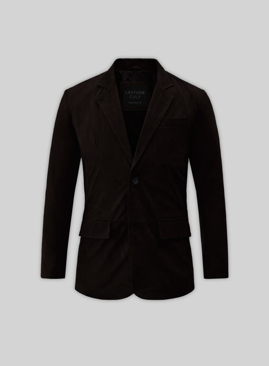 Black Coffee Suede Leather Blazer
