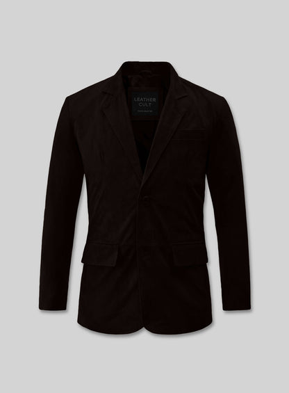 Black Coffee Suede Leather Blazer