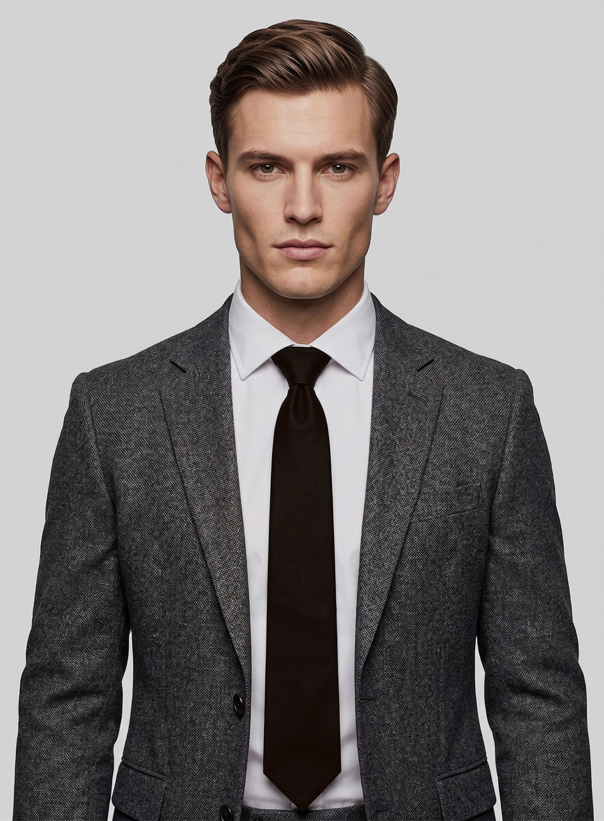 Black Coffee Suede Leather Tie