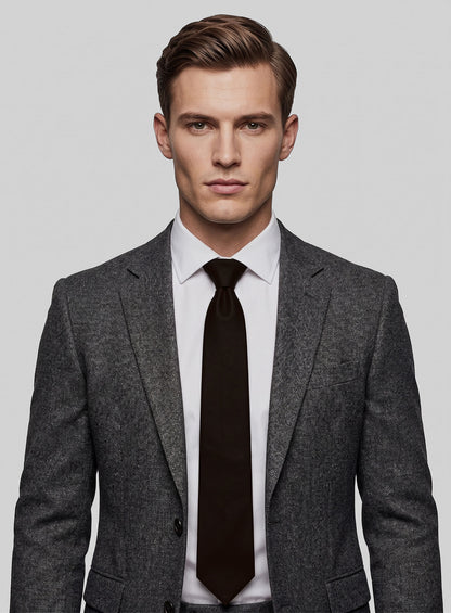 Black Coffee Suede Leather Tie