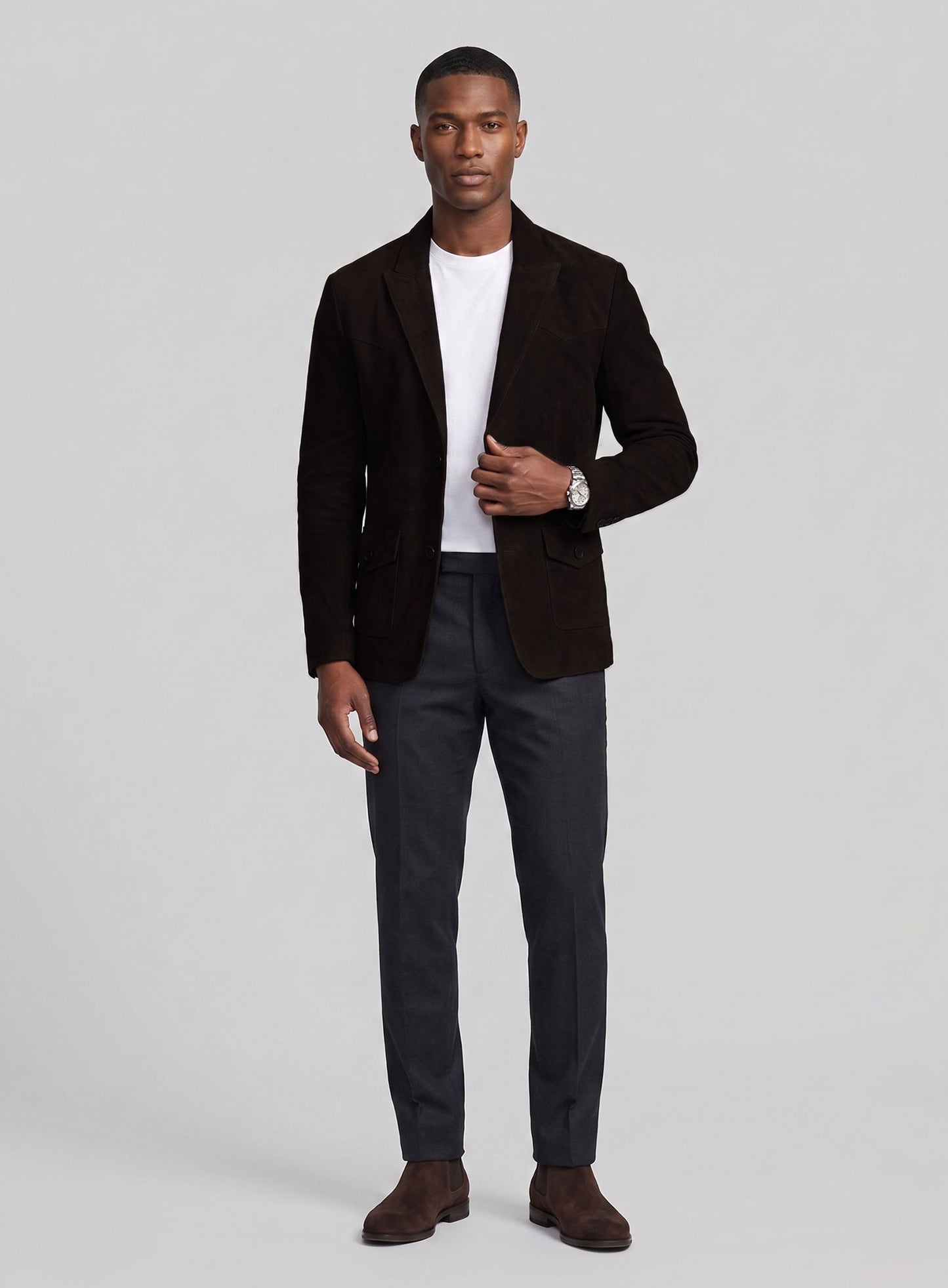 Black Coffee Suede Western Leather Blazer