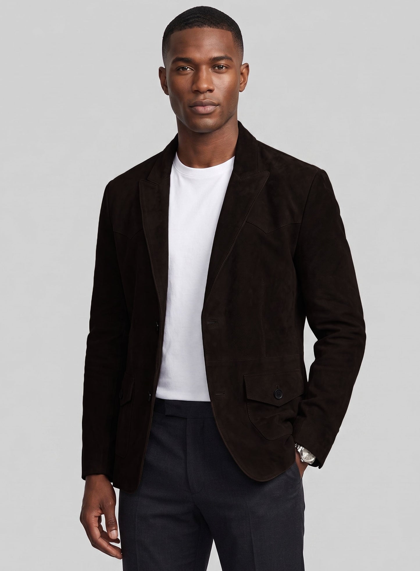 Black Coffee Suede Western Leather Blazer