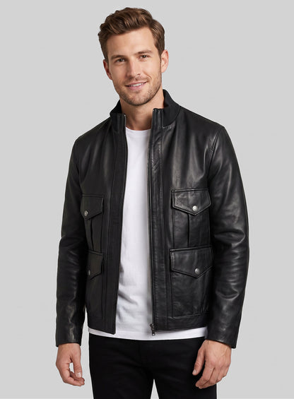 Black Daniel Craig Casino Royale Leather Jacket