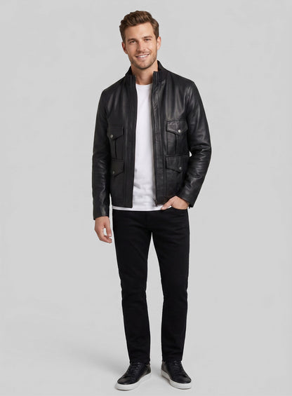 Black Daniel Craig Casino Royale Leather Jacket