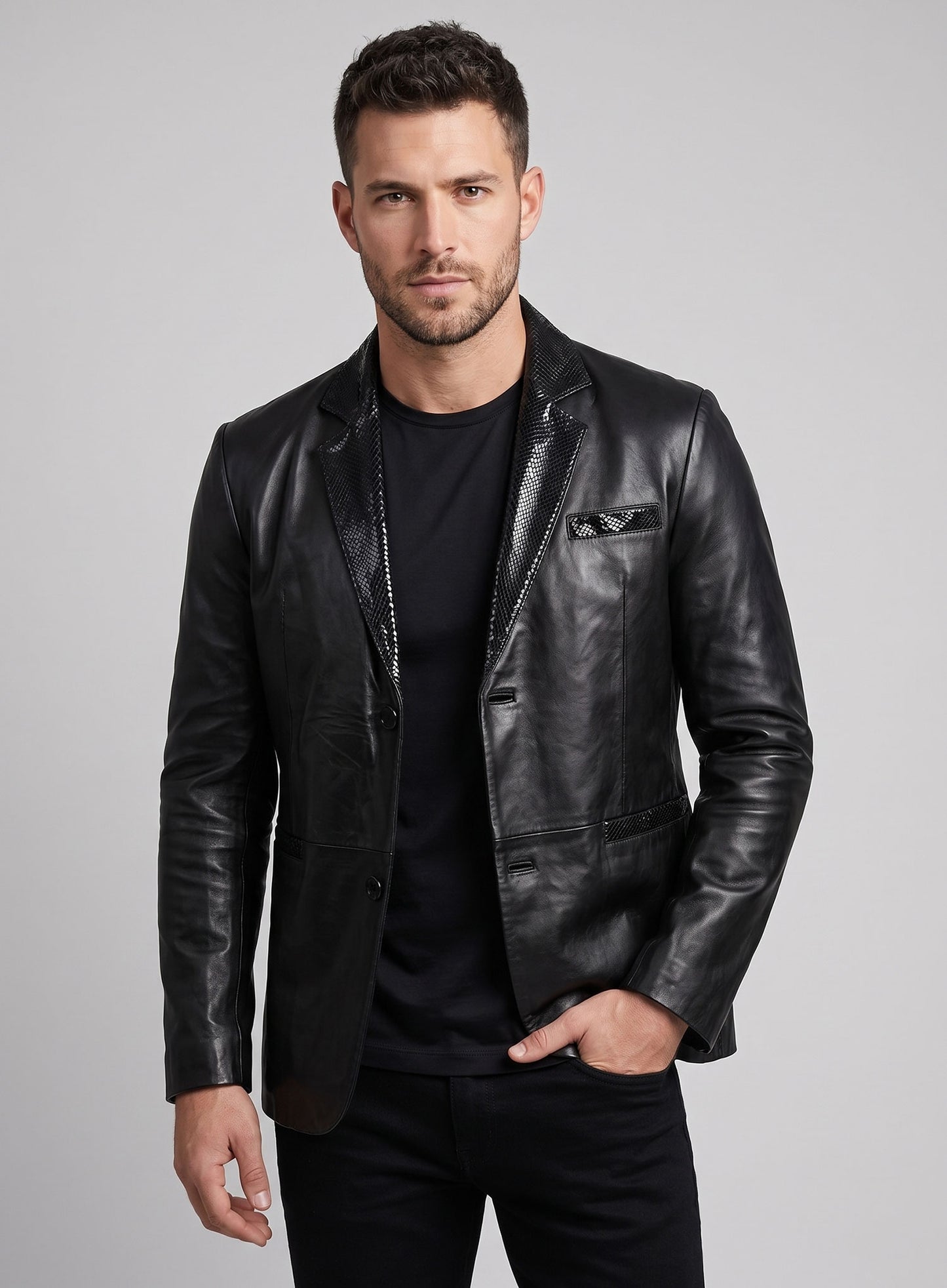 Black Hampton Leather Blazer