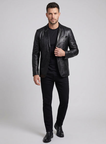 Black Hampton Leather Blazer