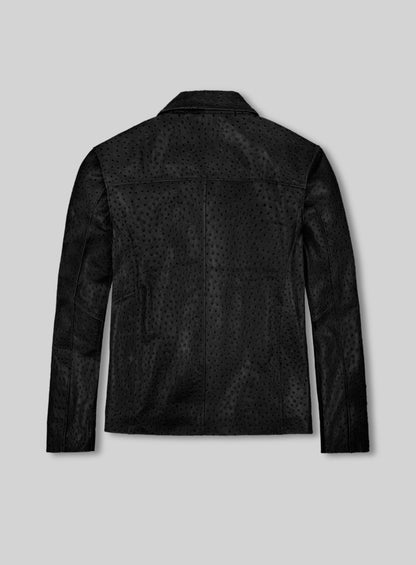 Black Ostrich Leather Hipster Jacket #2