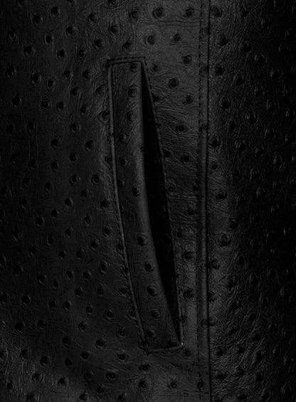 Black Ostrich Leather Hipster Jacket #2