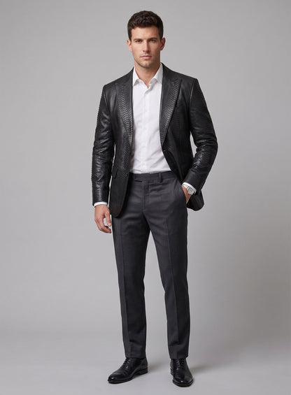 Black Python Catwalk Leather Blazer # 2