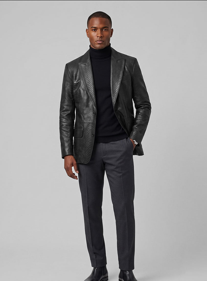 Black Python Catwalk Leather Blazer # 2