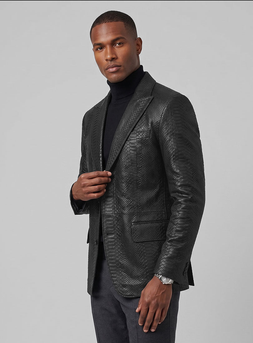 Black Python Catwalk Leather Blazer # 2