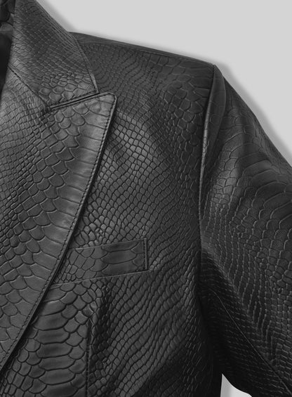 Black Python Catwalk Leather Blazer # 2