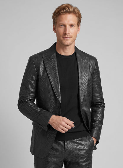 Black Python Leather Suit