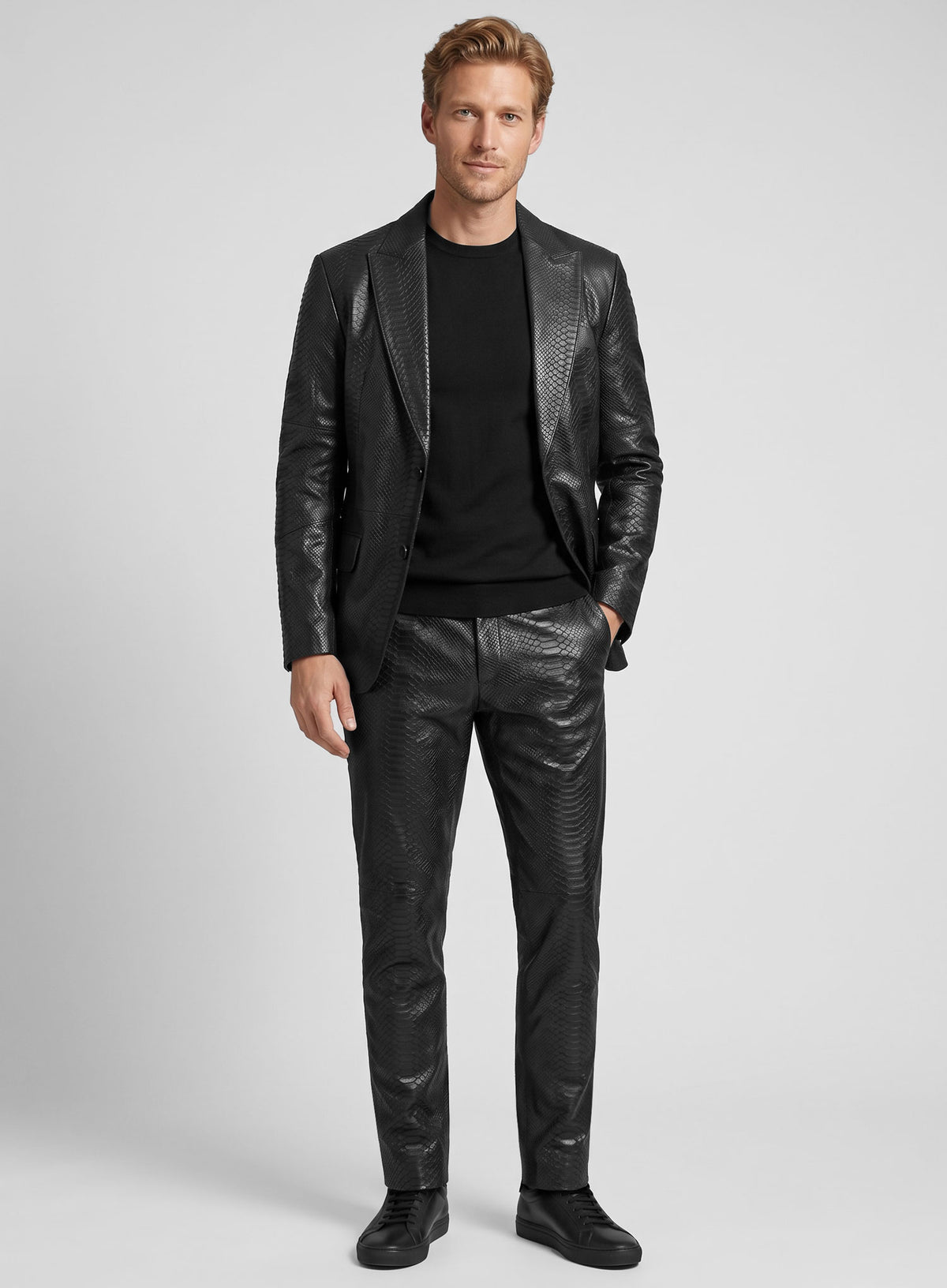 Black Python Leather Suit