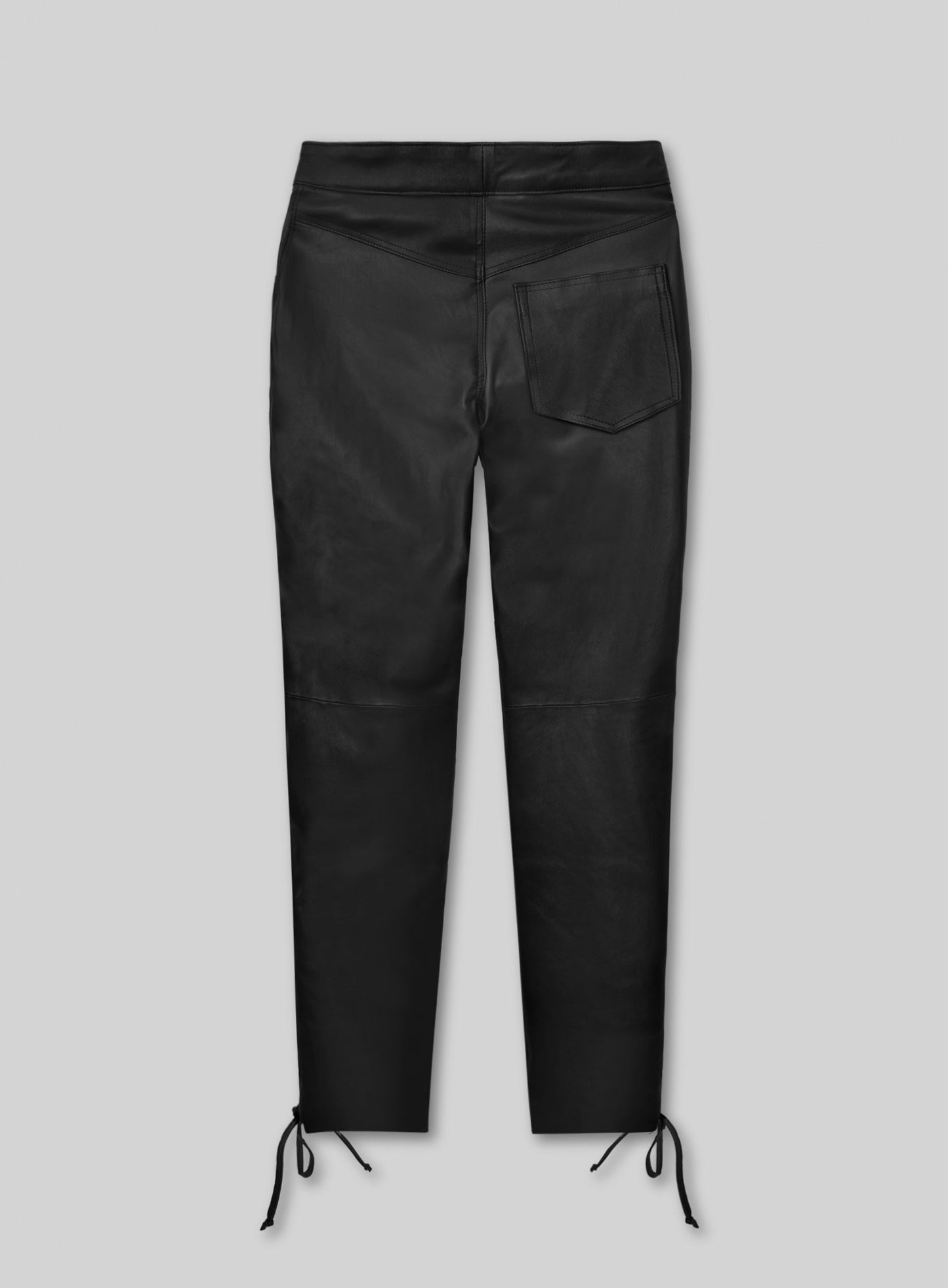 Black Stretch Cowboy Lace Up Leather Pants
