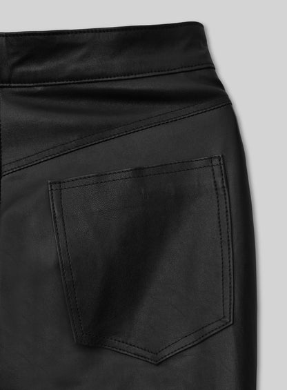 Black Stretch Cowboy Lace Up Leather Pants
