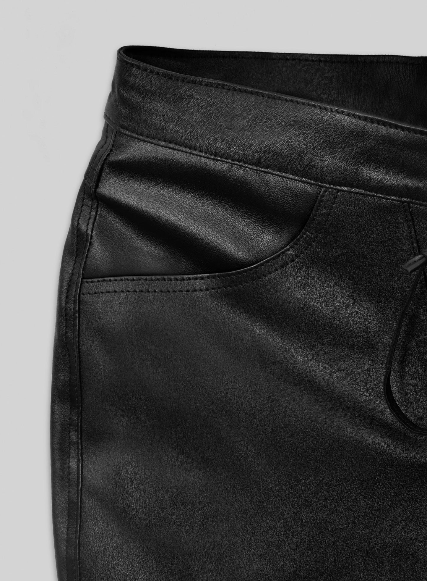 Black Stretch Cowboy Lace Up Leather Pants