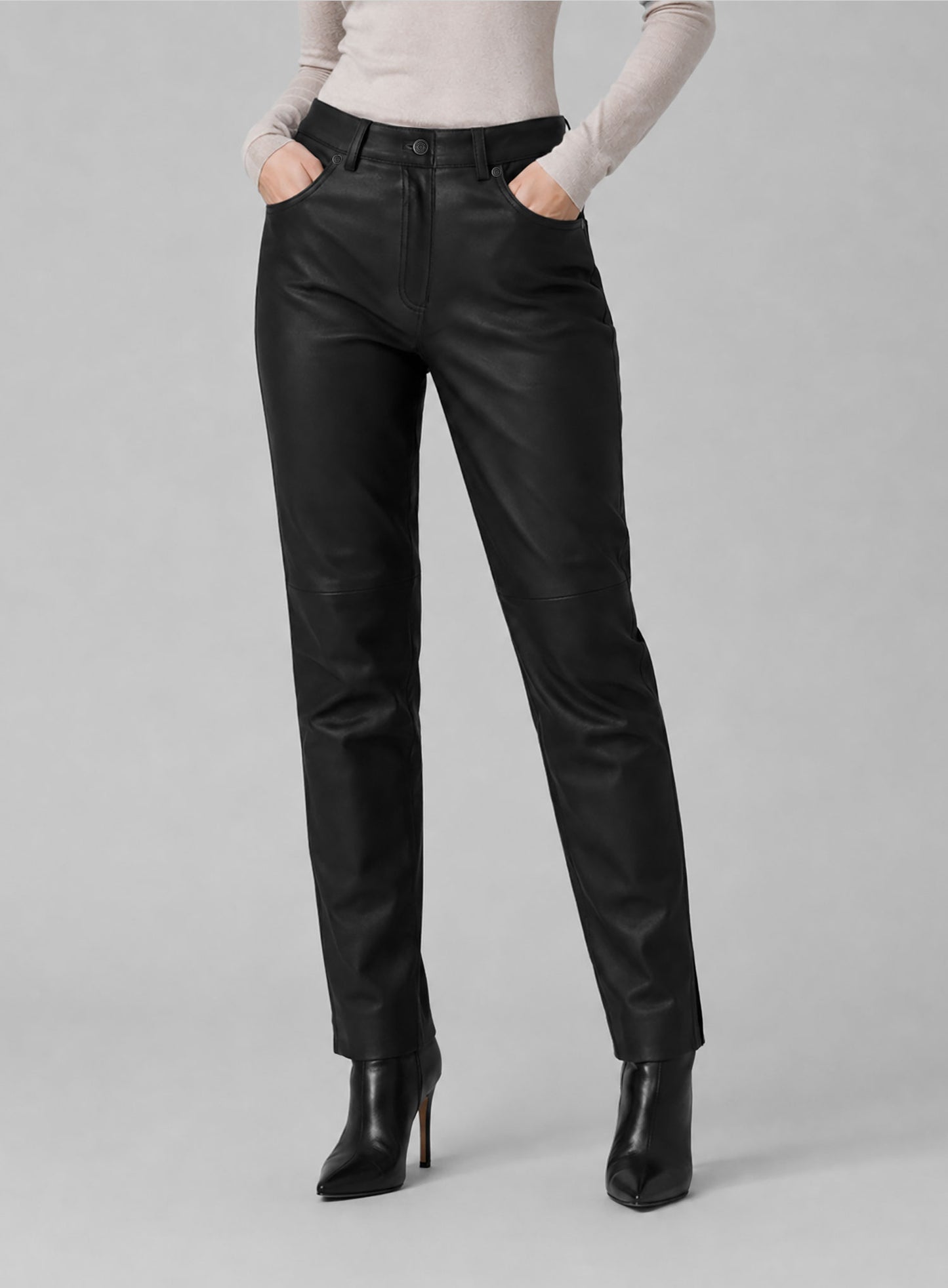 Black Stretch Leather Jeans