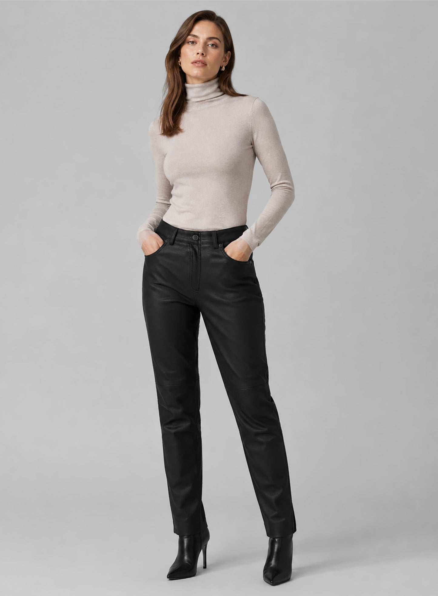 Black Stretch Leather Jeans