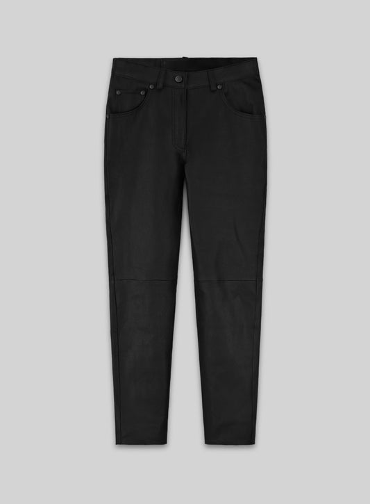 Black Stretch Leather Jeans