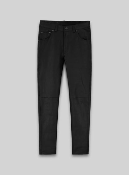 Black Stretch Leather Jeans
