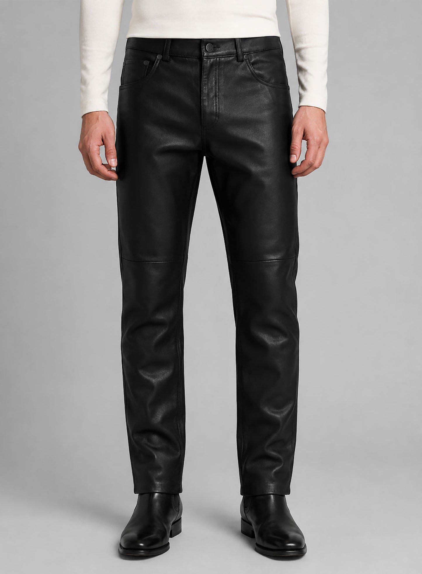 Black Stretch Leather Jeans