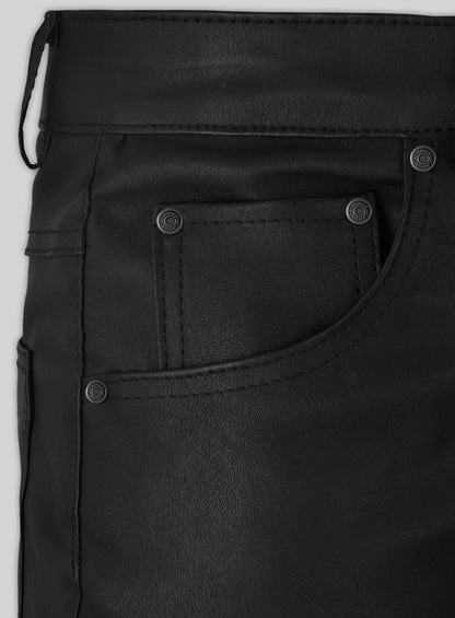 Black Stretch Leather Jeans