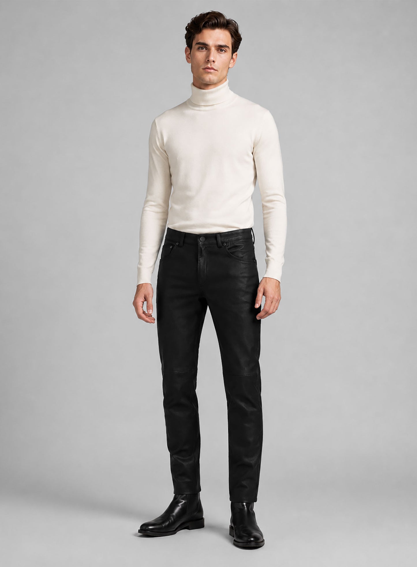 Black Stretch Leather Jeans