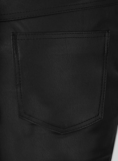Black Stretch Leather Jeans