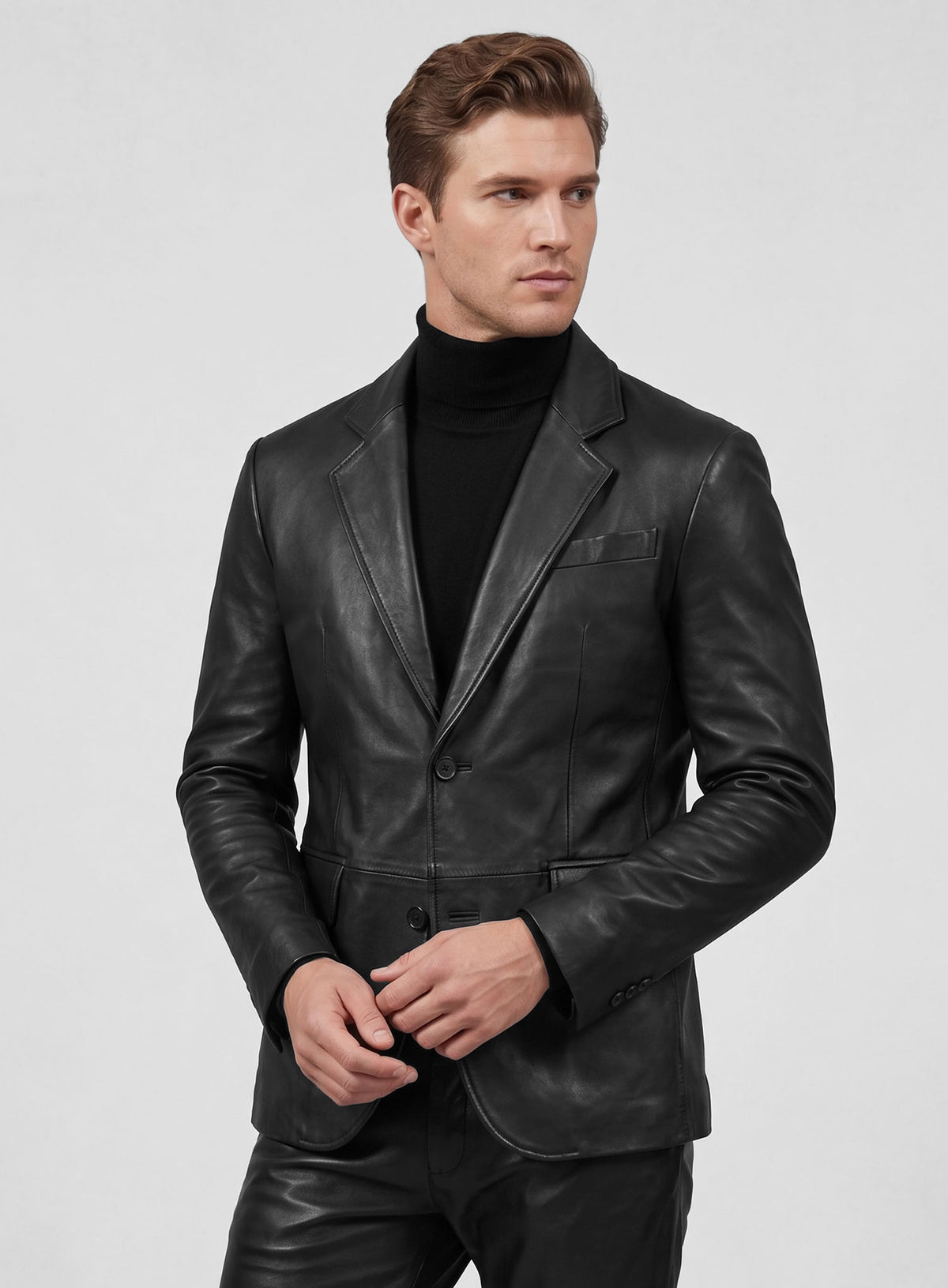 Black Stretch Leather Suit