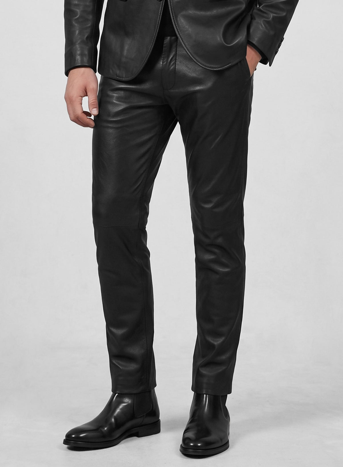 Black Stretch Leather Suit