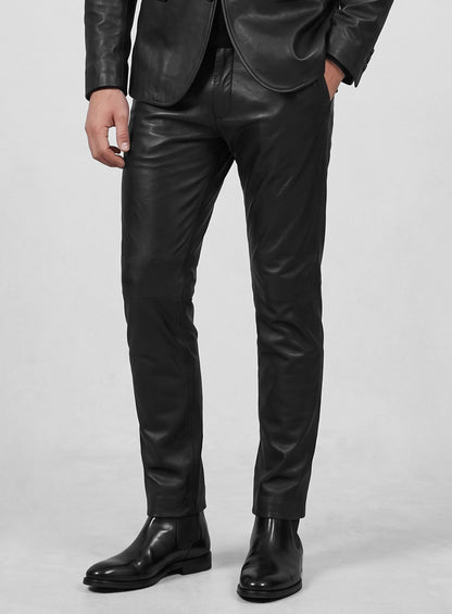 Black Stretch Leather Suit