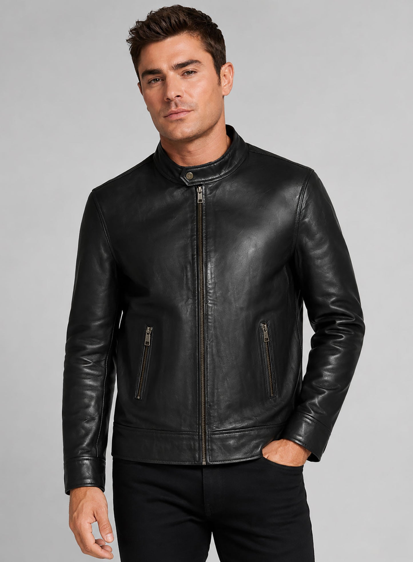 Black Zac Efron Baywatch Leather Jacket