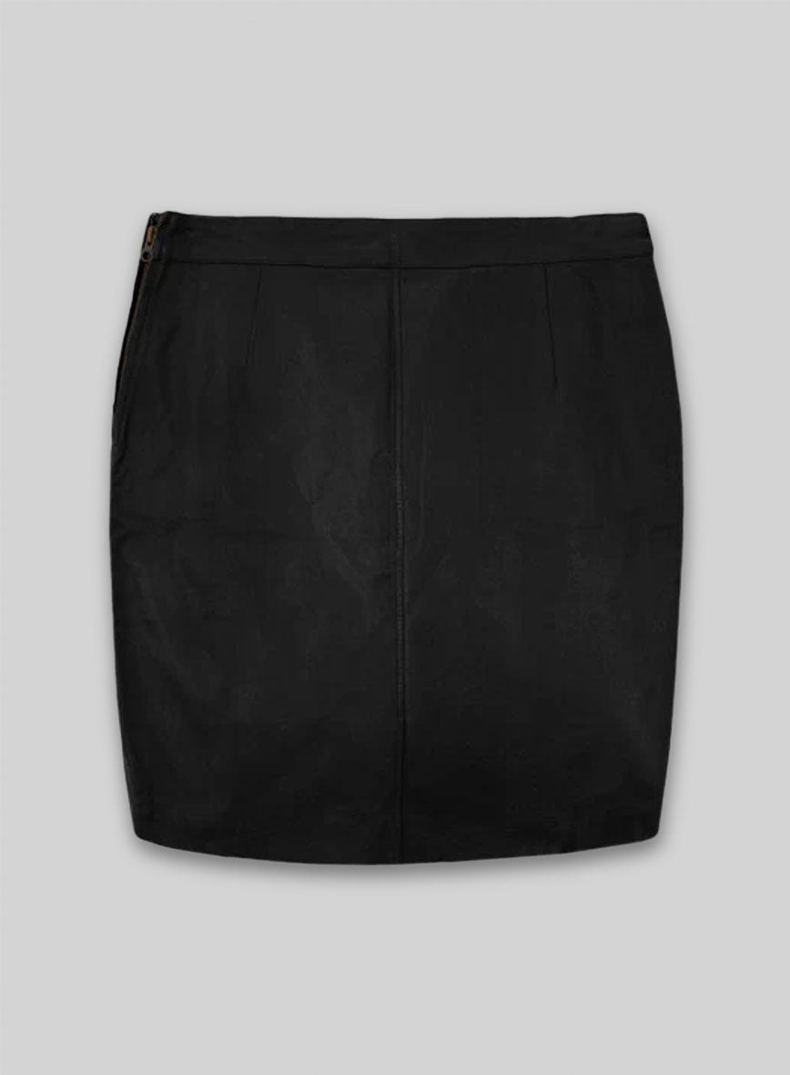 Black Basic Leather Skirt - # 153 - M Regular