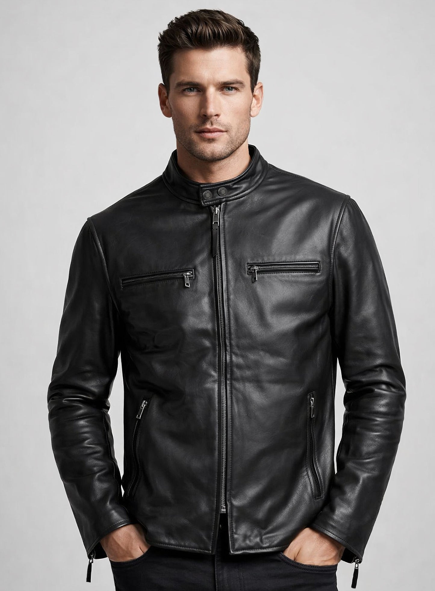 Black Bradley Cooper Burnt Leather Jacket