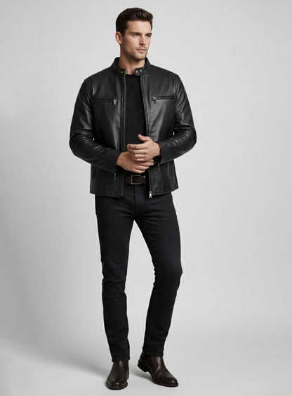 Black Bradley Cooper Burnt Leather Jacket