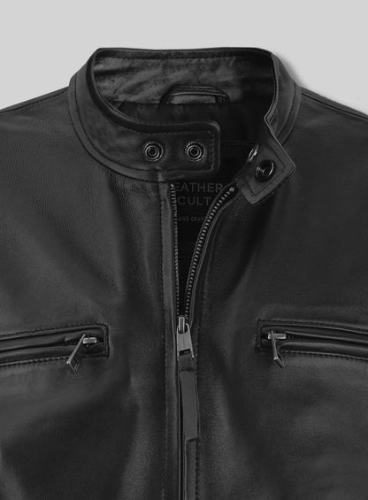 Black Bradley Cooper Burnt Leather Jacket