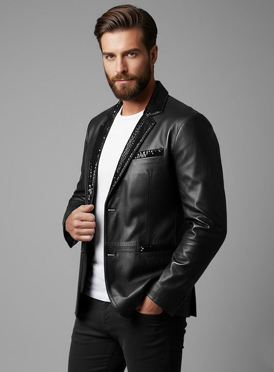 Black Hampton Leather Blazer
