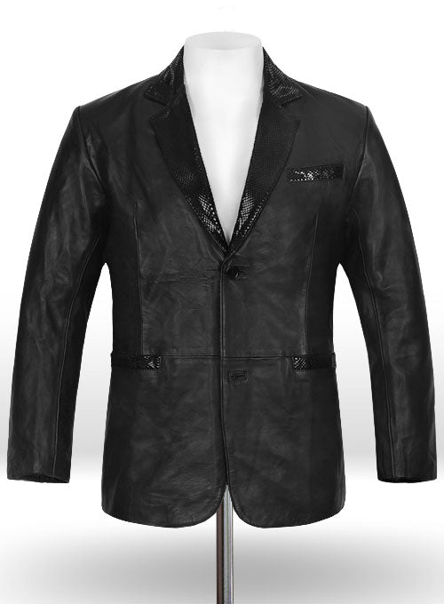 Black Hampton Leather Blazer - LeatherCult