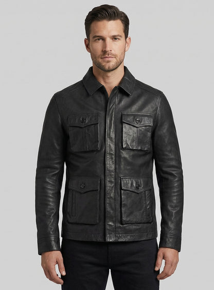 Black Jensen Ross Ackles Supernatural Season 7 Leather Jacket