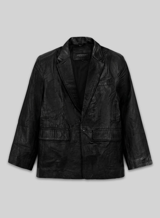 Black Leather Blazer  - 42