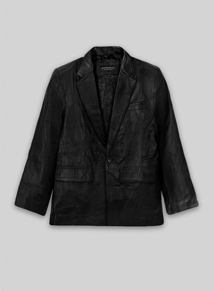 Black Leather Blazer - 42  Regular
