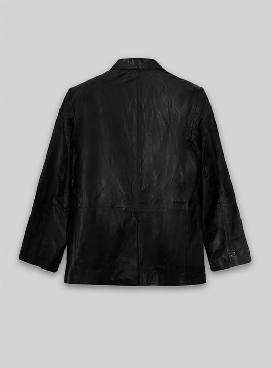 Black Leather Blazer - 42 Regular