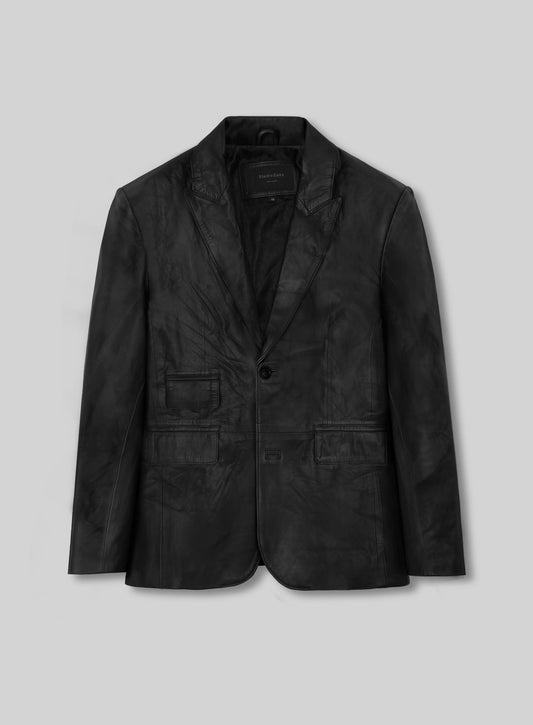 Black Leather Blazer  - 48R