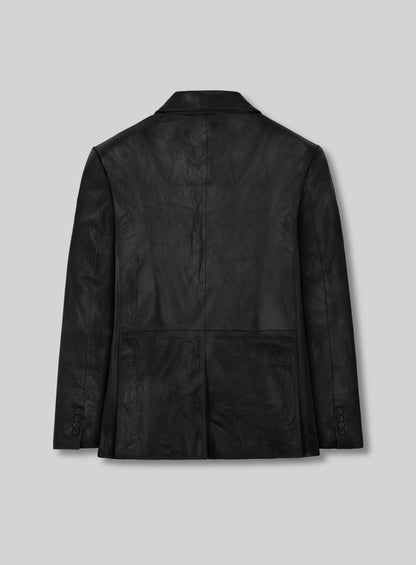 Black Leather Blazer  - 48R