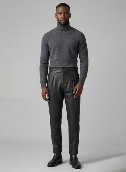Black Leather Gurkha Pant